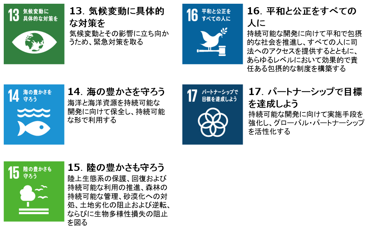 SDGsの目標１３〜１７の図